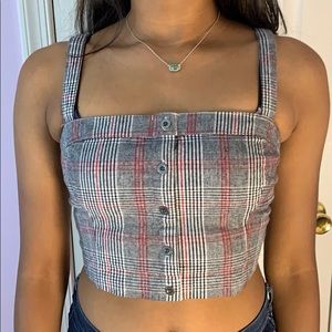 Red and white plaid crop top